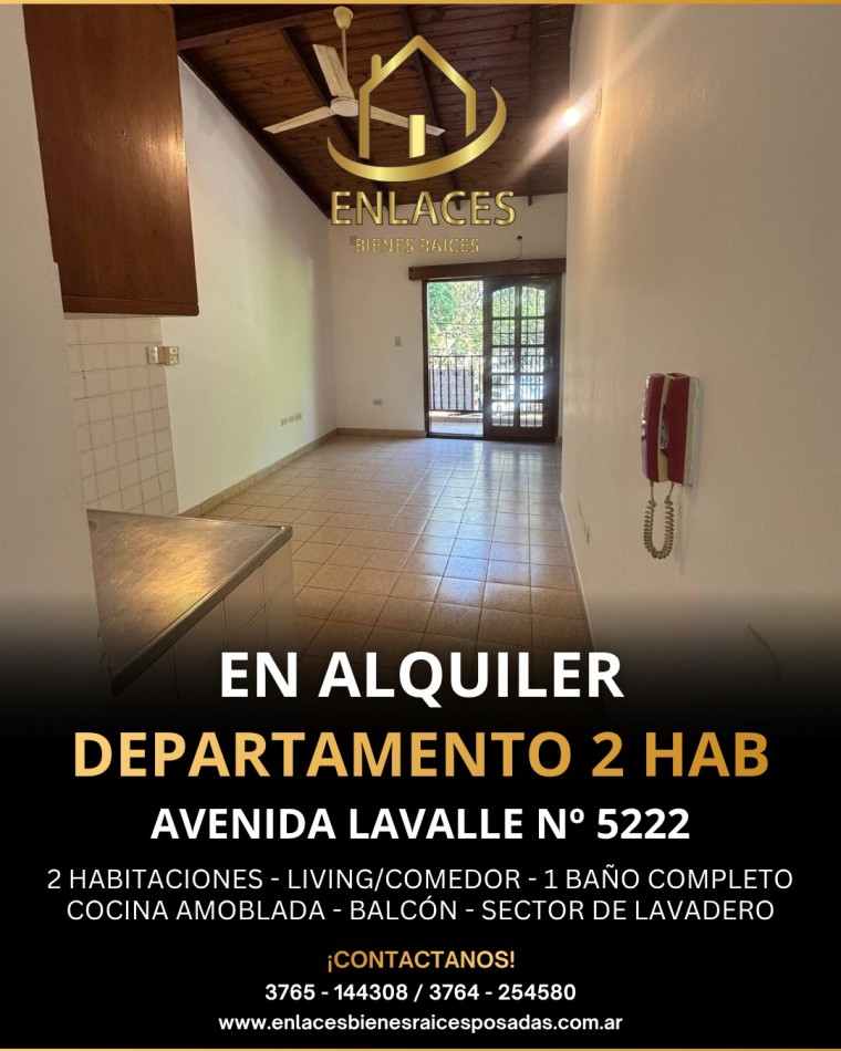 Departamento de 2 dormitorios en alquiler