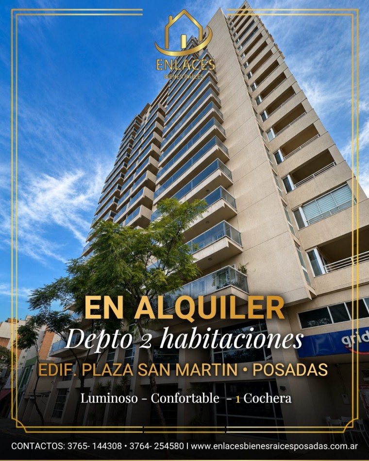 Departamento 2 habitaciones en Alquiler. Edificio Plaza San Martin. Posadas Misiones