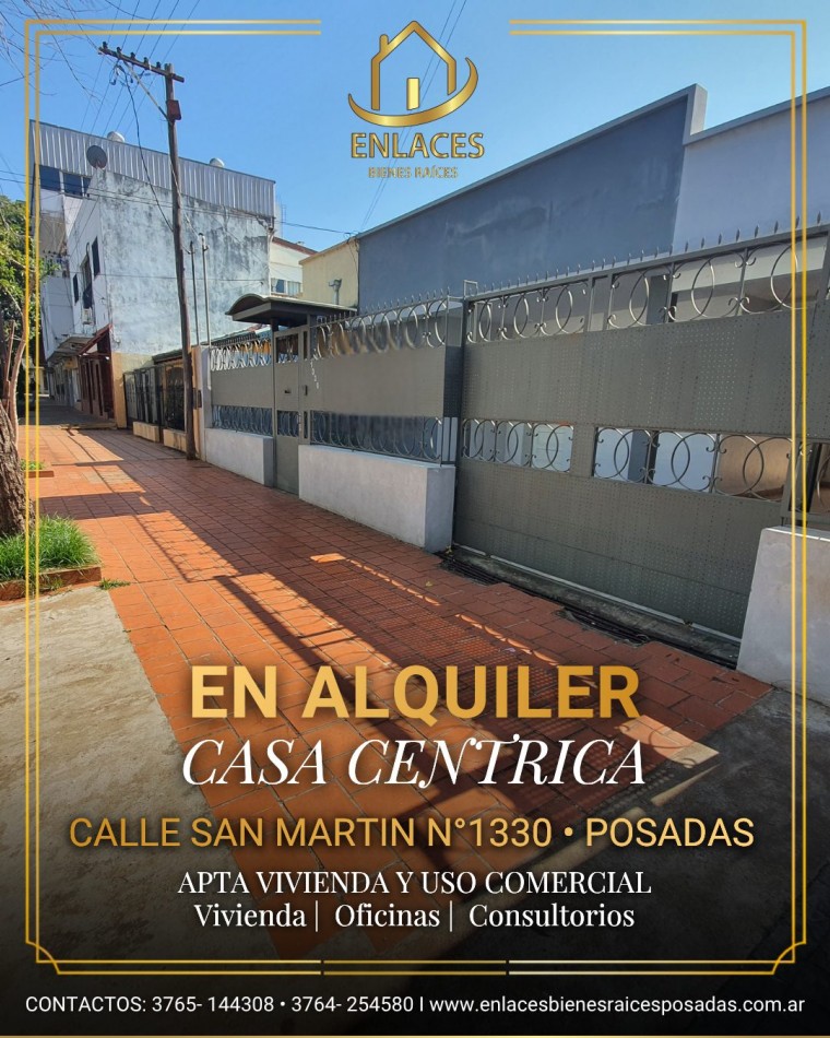 Casa en alquiler. Apta Vivienda - Oficina - Emprendimiento - PUB. Zona Centro Posadas