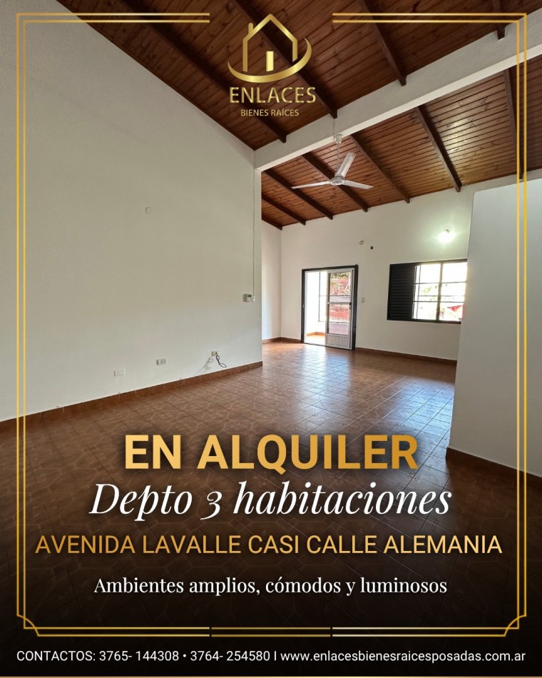 Departamento de 3 dormitorios en alquiler